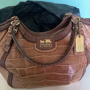 Coach Madison Abigail #18623 Brown Crocodile & Ostrich Embossed Leather